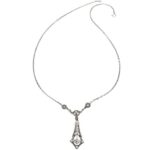 Dahlia Vintage Collection Seed Pearl Tear Drop Sterling Silver Necklace, 16+2″ Extender