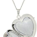 Amazon Collection Sterling Silver Engraved 4-Picture Heart Locket, 20″