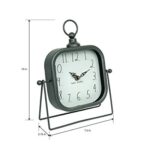 Rae Dunn Desk Clock – Battery Operated Modern Metal Rustic Design with Top Loop for Bedroom, Office, Kitchen – Small Classic Analog Display – Chic Home Décor for Desktop Table, Countertop
