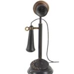 Deco 79 Metal Telephone Decorative Sculpture Decorative Vintage Style Home Decor Statue with Tiered Base and Coil Wire Detailing, Accent Figurine 5″ x 5″ x 13″, Black