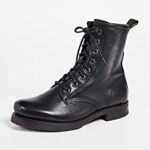 Frye Women’s Veronica Combat Boot, Black Soft Vintage Leather, 9