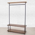 Industrial Pipe Clothing Rack with Cedar Wood Shelving by William Robert’s Vintage