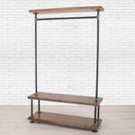 Industrial Pipe Clothing Rack with Cedar Wood Shelving by William Robert’s Vintage