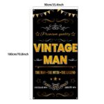 Vintage Man Birthday Door Banner Decorations Man Vintage Aged Door Cover Black Gold Vintage Themed Birthday Backdrop Sign 30th 40th 50th 60th 70th 80th Birthday Party Supplies Indoor Outdoor