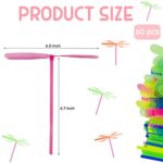 LCPQMZGH 60 Pieces Hand Helicopter Spinner Hand Rub Plastic Propeller Outdoor Flying Plastic Dragonfly Toy Random Color Toy Helicopter
