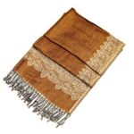 Sakkas Border Pattern Layered Reversible Woven Pashmina Shawl Scarf Wrap Stole – Dark Goldenrod