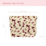 PAZIMIIK Makeup Bags for Purse Zipper Cosmetic Pouch Large Travel Canvas Make Up Organizer Tool Pouch for Women and Girls, Vintage Rose Beige