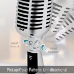 Pyle Classic Retro Dynamic Vocal Microphone – Old Vintage Style Unidirectional Cardioid Mic with XLR Cable – Universal Stand Compatible – Live Performance In Studio Recording – PDMICR42SL (Silver)
