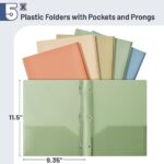 Mr. Pen- Plastic Folders with Pockets and Prong, 5 Pack, Vintage Colors, Pocket Folders, Folders with Prongs, File Folders with Fasteners, 2 Pocket Folder, Folder with Pockets, Two Pocket Folder