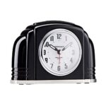 Timelink Crosley Vintage Art Deco Analog Alarm Clock, Quiet Sweep Non-Ticking, Automatic Dimmable Smart Light, Simple Controls, (Ivory) (Black)