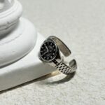Adjustable 925 Sterling Silver Plated Ring, Handmade Stacking Ring, Vintage Personalized Jewelry for Women & Men, Wrist watch Fashion Accessory (Watch)
