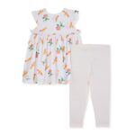 Burt’s Bees Baby Baby Girls’ Top and Pant Set, Tunic and Leggings Bundle, 100% Organic Cotton, Vintage Dragonfly, 3T