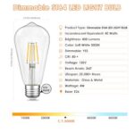 Dimmable LED Edison Bulbs 4W (40 Watt Equivalent) 400 Lumens, 3000K Soft White, ST64 E26 Base LED Light Bulbs, Vintage Clear Glass LED Filament Bulb for Home Lamp, Wall Sconce, Chandelier, 6 Pack