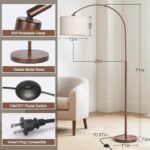 Floor Lamp for Living Room, Vintage Arc Floor Lamp with Adjustable Lamp Head, Tall Pole Lamp with On/Off Pedal Switch, Over Couch Arched Reading Light for Bedroom, Office, Study Room (Antique Bronze)