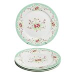 Gracie China by Coastline Imports Green Vintage Rose Porcelain Dessert Plate 8-Inch Set of 4 (FD157G-5/4)