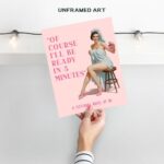 Vintage Pinup Girl Bathroom Art – Hot Pink Bathroom funny Quotes Wall Decor for Women – Retro Bath Decor – Teen Bathroom Decor for Women – Guest Bathroom Sign – Powder room Decor