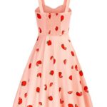 Belle Poque 1950s Vintage Dresses for Women Sleeveless Light Pink Sun Dress Flowy Midi Beach Dress Strawberry Small