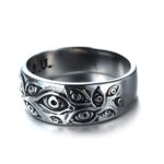 PMTIER Men’s Vintage Stainless Steel Engraved Eye of God Ring Silver Tone Size 9
