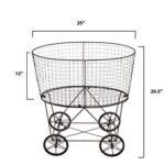 Creative Co-op Vintage Metal Laundry Basket with Wheels 25″ x 15″ x 26 3/4″ (W x D x H)