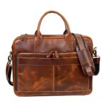 Vintage Handmade Leather Travel Messenger Office Crossbody Bag Laptop Briefcase Computer College Satchel Bag (18″ Tan Brown)