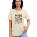 Sunflower Shirts for Women Vintage Flowers Graphic Tee Shirts Summer Casual Short Sleeve Tee Tops (Apricot,S)
