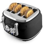 Nostalgia Classic 4-Slice Wide Slot Toaster, Retro Vintage Design With Six Toasting Settings & Removable Crumb Tray, Black