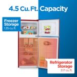 Commercial Cool CCRRD45HR 4.5 Cu. Ft True Freezer, Vintage Style, Retro Fridge with 2 Slide-Out Glass Shelves,Red Refrigerator