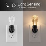 GE Vintage LED Night Light, Plug-in, Dusk-to-Dawn Sensor, Farmhouse, Rustic, Home, UL-Certified, Ideal for Bedroom, Bathroom, Kitchen, Hallway, 71079, Décor Black, 2 Pack