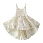 Toddler Vintage Floral Girls Dress Twirly Dresses Swallowtail Dress,White 18-24M