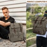 JIELV Canvas Vintage Backpack,Mens Travel Rucksack,Casual Daypack Bookbag for Laptop Work Travel Hiking(Army Green)
