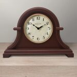PresenTime & Co Vintage Farmhouse Table Clock Series Napoleon Mantel Clock,13 x 10 inch, Domed Lens, Quartz Movement, Walnut Brown Color