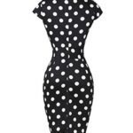 GRACE KARIN Womens 50s Cap Sleeve Cocktail Vintage Dress Black White Wiggle Dress(L)