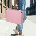 Vintage Pink Suitcase Record Player – 3-Speed Turntable with Bluetooth, USB Recording, MP3 Converter, Speakers, Stylus