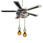 Set of 2 Vintage-Style Amber Fan Pull Ceiling Fan Chain Pulls Crystal Ball 12inch Chains for Fan Light