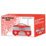 Northpoint AM/FM Portable Vintage Radio with Best Reception, Circa 1960’s Design, 3″ AA Battery Operated Radio, Tuning, Volume and On/Off Knob, Red and Silver
