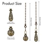 4 Pieces Ceiling Fan Pull Chain Extender, Pull Chains for Ceiling Fans and Lights 14 Inch Vintage Hollow out Charm Pendant Ceiling Fan for Ceiling Fan Light Decoration (Bronze Color)