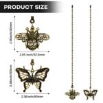 4 Pieces 13 Inch Vintage Bee Ceiling Fan Pull Chain Butterfly Ceiling Fan Chain Fan Pulls Chain Fan Extender Charm Pendant Decorative with Connector Ornaments for Ceiling Fan Bronze Danglers