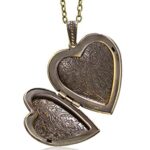 Gem Stone King Locket Pendant Necklace Charm 1.5 Inch Engraved Flowers Heart Shape + 28 Inch Chain