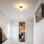 DSMJFU Brass Semi Flush Mount Ceiling Light, Small Hallway Light Fixture, Vintage Close to Ceiling Light Fixture for Bathroom, Entryway, Foyer, Closet