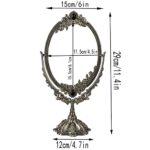 Guppy Metal Vintage Makeup Mirror, Tabletop Oval Cosmetic Mirror, Vintage Swivel Double Sided Cosmetic Mirror with Embossed Frame Stand Base, Retro Mirror for Dresser Counter Display-Antique Bronze