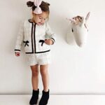 2Pcs Toddler Kid Baby Girl Long Sleeve Pageant Vintage Plaids Tops Sweater Coat + Button Mini Tutu Dress (White Plaid Cardigan Coat + Plaid Skirt, 2-3 Years)