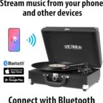 Victrola Vintage 3-Speed Bluetooth Portable Suitcase Record Player with Built-in Speakers | Upgraded Turntable Audio Sound| Includes Extra Stylus | Turquoise, Model Number: VSC-550BT-TQ
