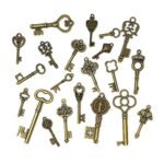 JIALEEY 125 PCS Vintage Skeleton Key Set Charms, Mixed Antique Style Bronze Brass Key Set Charms for Pendant DIY Jewelry Making Wedding Party Favors