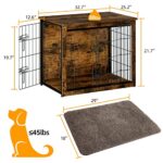 APPOLYN Dog Crate Furniture with Cushion, Side End Table, Dog Crate with Two Doors, Wooden Indoor Dog Kennels Crates for Medium Dogs Up to 45lb, 32.7″x21.7″x25.2″, Vintage