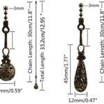 Hyamass 2Pcs 12inch Vintage Hollow Out Charm Pendant Ceiling Fan Danglers Fan Pulls Chain Extender with Ball Chain Connector?Bronze?