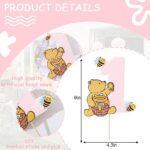 Cute Bear Cake Topper For 1st Birthday – Sweet Bee Theme Baby Shower, Birthday Girl Topper, Winnie The Pooh High Cake Topper, Winnie One Topper, Pink Vintage Winnie Cake Decoration