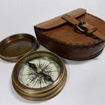 Authentic Vintage Style Brass Pocket Compass with Leather Case Rustic Vintage Home Decor Gifts