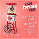Nostalgia Popcorn Maker Machine – Professional Cart With 2.5 Oz Kettle Makes Up to 10 Cups – Vintage Popcorn Machine Movie Theater Style – Red & White