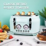 Nostalgia Classic 4-Slice Wide Slot Toaster, Retro Vintage Design With Six Toasting Settings & Removable Crumb Tray, Aqua
