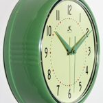 Infinity Instruments LTD. Retro 9 inch Silent Sweep Non-Ticking Mid Century Modern Kitchen Diner Wall Clock Quartz Movement Retro Wall Clock Decorative (Green)